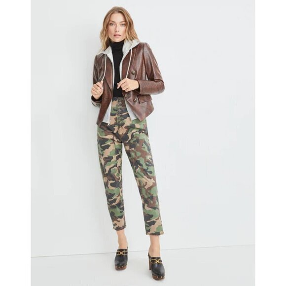 💕VERONICA BEARD💕 Cooke Vegan-Leather Dickey Jacket ~ Chicory Brown 2 NWT - Picture 3 of 16